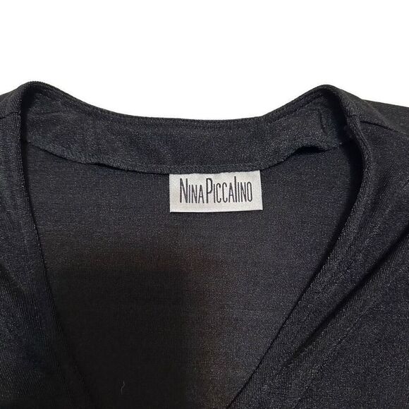 Nina Piccalino Vintage Black Short Sleeve Vintage Pearlescent Button Minimalist - Picture 4 of 7
